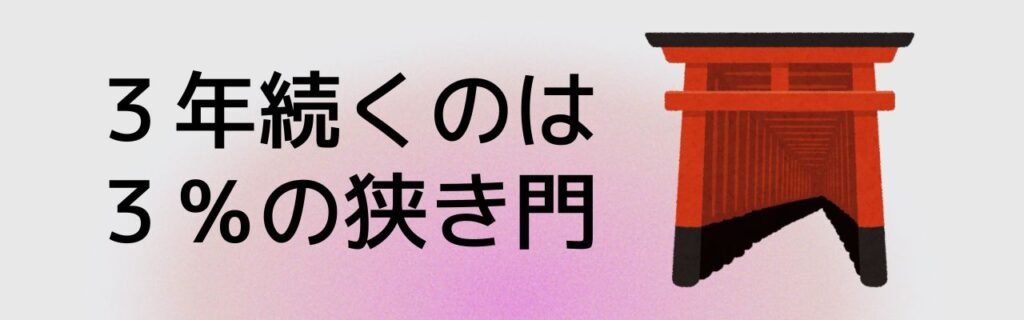 ３年続くのは３％の狭き門